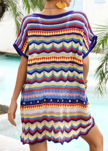 Blue Crochet Color Block Coverup
