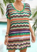 Load image into Gallery viewer, Green Crochet Color Block Coverup
