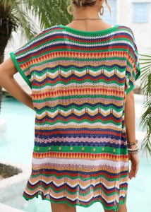 Green Crochet Color Block Coverup