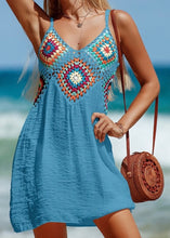 Load image into Gallery viewer, Blue Crochet Detail Coverup Dress
