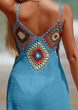 Load image into Gallery viewer, Blue Crochet Detail Coverup Dress
