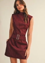 Load image into Gallery viewer, Mock Neck Belted Sleeveless Dress

