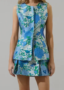 Floral Jacquard Sleeveless Top